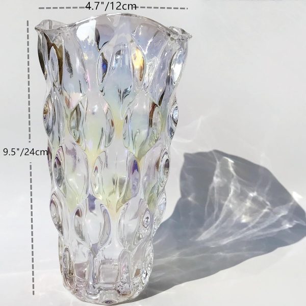 oem/odm services heavy glass flower vase thickened 3.5lb 9.5inch sparkle vase bohemian style, for centerpieces,wedding,perfect home decor (sparkle) affordable bulk deals