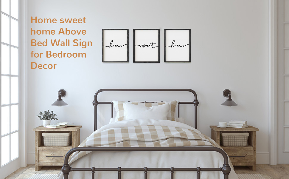bulk purchase heiple set of 3 framed farmhouse home sweet home sign 11’’x14’’ above bed wall decor for bedroom decor and living room wall art wood signs (black, 11''x14) trade price