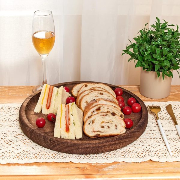 wholesale direct yangbaga 11.8in wooden decorative serving tray coffee table tray rustic round,easter tray ottoman centerpiece candle holder trays ，farmhouse tray for kitchen countertop& home decor &coffee table bulk purchase at factory prices