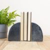 supplier direct creative co-op boho arched semicircle marble brass detail, set of 2, black bookend wholesale prices