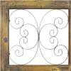 bulk purchase deco 79 wood scroll home wall decor window inspired wall sculpture with metal scrollwork relief, wall art 14" x 1" x 36", brown trade price