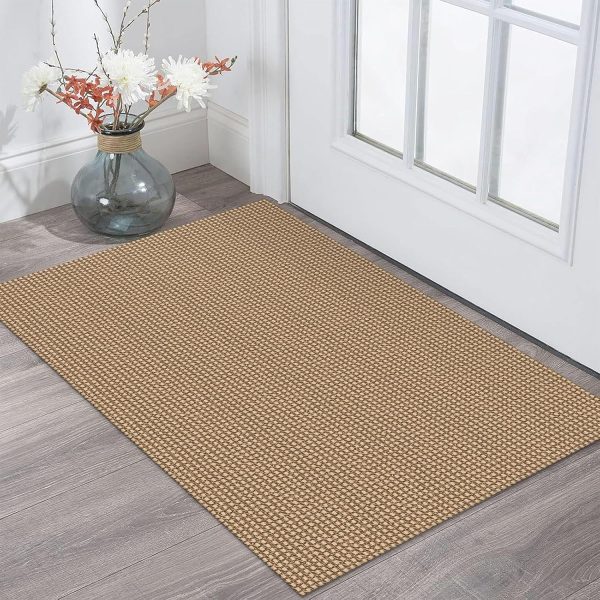 global sourcing kozyfly boho rugs for entryway 2x3 ft small area rugs washable rugs rubber backed front door rug cotton entrance rugs for front porch bathroom kitchen bedroom, tan/brown oem/odm services