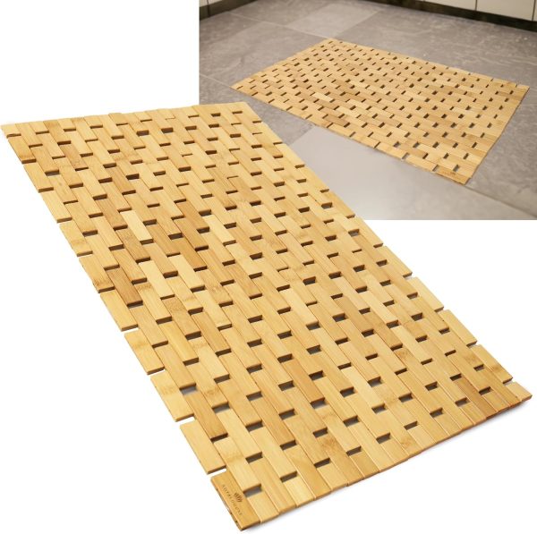 manufacturer direct royalhouse bamboo bath mat 16 x 27 inches (w x l), bathroom shower and tub mats, accessories for bathroom sauna spa tub and outdoor 27.5" x 16" trade price