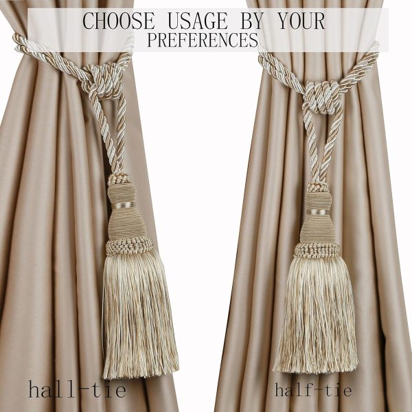bulk purchase bel avenir 2 pack curtain tiebacks tassel drapery tie-backs rope handmade holdbacks home office hotel decorative (mix beige) factory discount