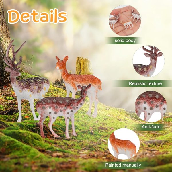 dropship from factory soaoo 60 pcs small deer toys figurines deer cake toppers mini forest animals figures christmas woodland creatures animal plastic woodland cake decorations for birthday wedding party mass production supply