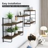 bulk purchase wall mounted floating shelves - rustic wall decor wood shelves for bedroom, living room, bathroom and kitchen storage, easy installation hanging shelves (5, brown) trade price