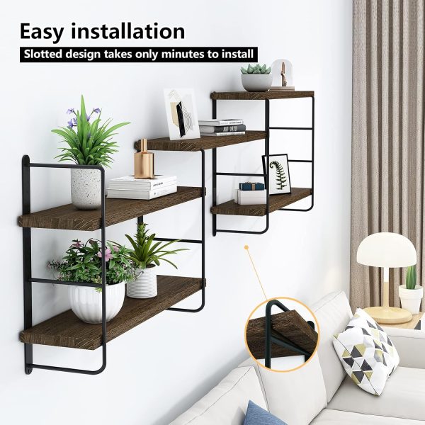 bulk purchase wall mounted floating shelves - rustic wall decor wood shelves for bedroom, living room, bathroom and kitchen storage, easy installation hanging shelves (5, brown) trade price