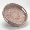 wholesale direct coffee table tray round rattan ottoman tray woven serving trays with handles for home and kitchen decorative white (large 14 inch x 2.8 inch) bulk purchase at factory prices