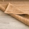 manufacturer direct homemonde handwoven 8'x10' jute area rug natural solid braided - eco friendly natural fiber - reversible farmhouse rug for living room, hallway, bedroom, dinning room, kitchen, office trade price
