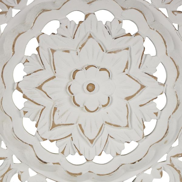 bulk purchase deco 79 wood floral handmade home wall decor intricately carved mandala wall sculpture, wall art 35" x 2" x 35", white trade price