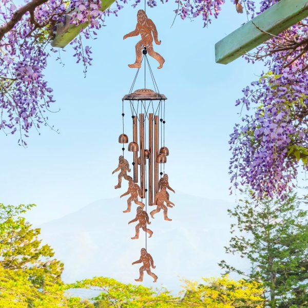 producer to buyer bigfoot wind chimes outdoor big foot sasquatch gifts for men/women/dad/grandpa birthday gift memorial gift metal windchimes for outside/indoors, home, lawn, porch, patio, garden decor, yard decoration discounted pricing