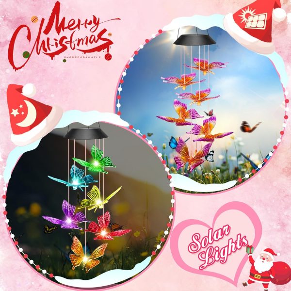 producer to buyer white elephant gifts women stocking stuffers christmas solar lights outdoor gifts for mom grandma wife, winzwon butterfly wind chimes waterproof for outside garden patio yard porch decorations discounted pricing