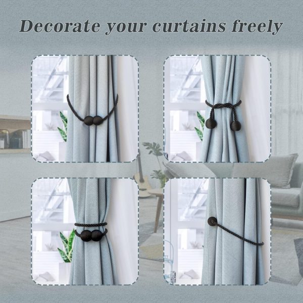 bulk purchase hion magnetic curtain tiebacks black 2pcs, curtain tiebacks buckles holdbacks holders hooks clip for home outdoor bedroom office decorative curtain factory discount