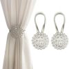 bulk purchase magnetic tiebacks for curtains, 2 pack sparkling crystal flower curtain tiebacks curtain buckle clips with high-elastic spring wire for home office decoration (white) factory discount