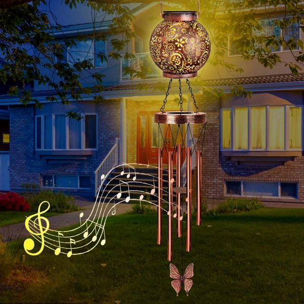 producer to buyer wind chimes for outside butterfly solar lantern, 38" flower solar wind chimes gifts for mom hanging lights, garden decor memorial wind chime, christmas windchimes outdoors gifts for women discounted pricing