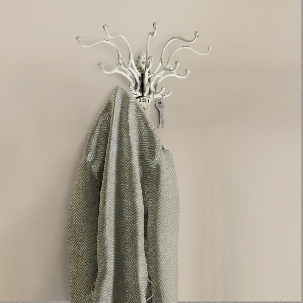 competitive pricing creative co-op antique decorative cast iron multi hook wall hanger with 15 hooks, distressed white one-stop wholesale