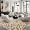 manufacturer direct 7'8''x10' modern leopard print tan wool and bamboo silk oriental rug multi sizes hand tufted for living room, bedroom, dining room, kitchen, hallway carpet trade price