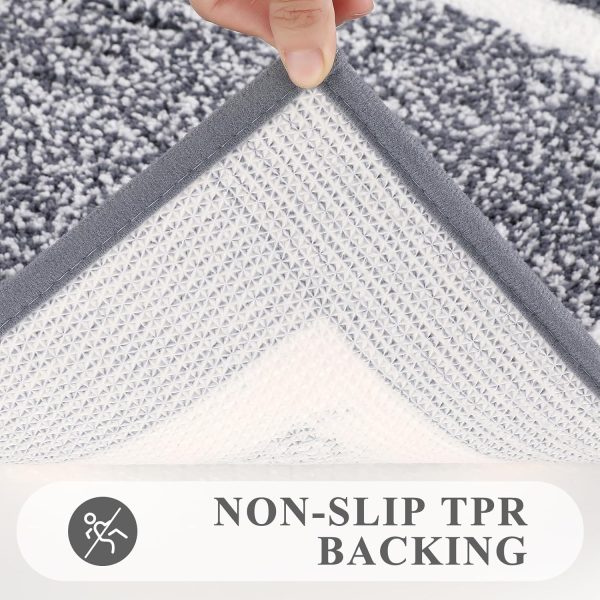 global sourcing pauwer bathroom rug mat set 3 piece, microfiber shaggy bath set, non-slip ultra soft carpet mats, absorbent with u-shaped toilet for bathroom, tub, shower, dark grey oem/odm services