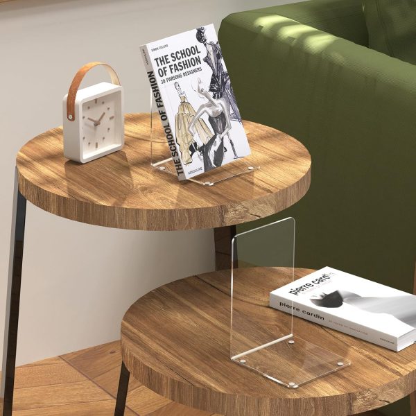 supplier direct acrylic bookends 4 pcs, clear book ends for shelves, transparent bookend organizer, book holder stand decorative, book stoppers for heavy duty books, cd, file, video games wholesale prices
