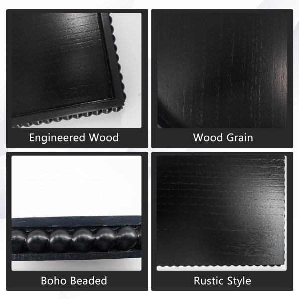 wholesale direct decorative tray 12in round wood beaded - black serving tray risers for living room, coffee table, kitchen or farmhouse display bulk purchase at factory prices
