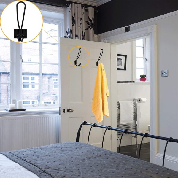 competitive pricing rustic entryway hooks-12 pack farmhouse hooks with metal screws included, black decorative wall mounted rustic coat hooks rack, double vintage organizer hanging wire hook clothes hanger one-stop wholesale