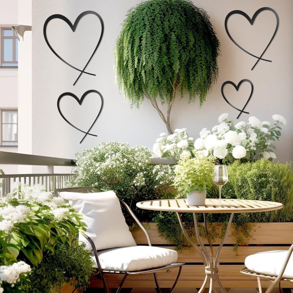 factory direct koyiltd 4 pcs metal heart wall art bedroom modern bedroom decor beautiful love heart wall decor metal wall decor above bed wall decor for valentine's day or christmas (black, romantic) volume discount
