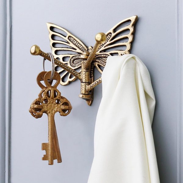 competitive pricing indian shelf brass butterfly swivel tri arm hook foldable decorative wall hooks 3 prong wall hooks vintage towel hooks gold coat hooks robe hook folding coat hooks hangers one-stop wholesale