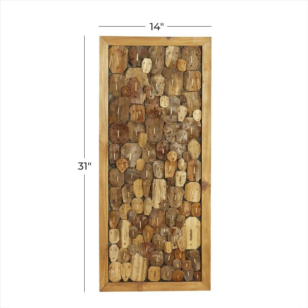 bulk purchase deco 79 teak wood abstract handmade home wall decor carved faces wall sculpture, wall art 14" x 1" x 31", brown trade price