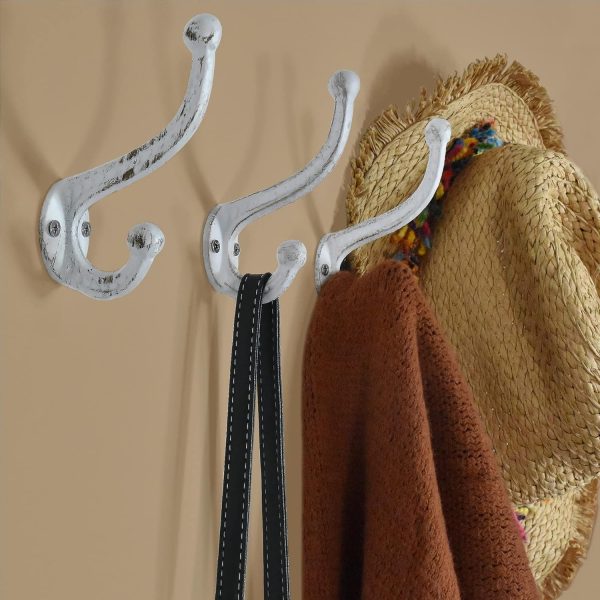 competitive pricing sopicoz set of 4 cast iron coat hooks farmhouse vintage white hooks, heavy duty rustic wall mounted hooks for hanging one-stop wholesale