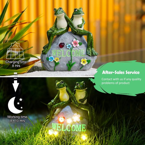 dropship from factory nacome solar garden outdoor statues frog with succulent and 7 led lights - lawn decor figurine for patio, balcony, yard ornament - unique housewarming gifts mass production supply