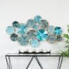 factory direct deco 79 metal plate home wall decor 3d overlapping discs wall sculpture, wall art 50" x 3" x 25", multi colored volume discount