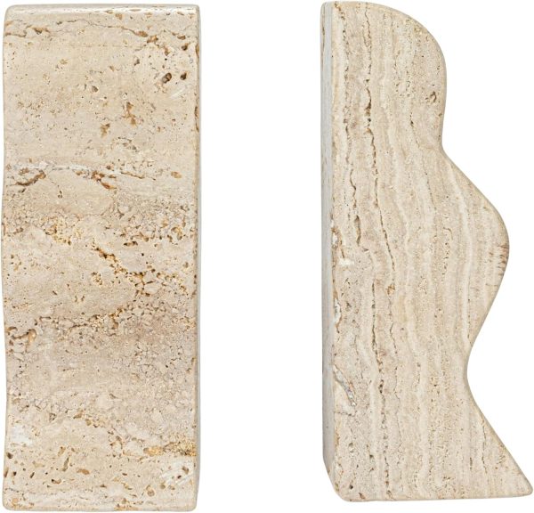 supplier direct creative co-op decorative travertine wave bookends, natural, set of 2 wholesale prices