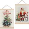 bulk purchase luvadian merry christmas wall art with wood poster hanger set of 2, christmas wall decor, christmas tree santa claus snowman posters artwork for wall, christmas wall hanging decorations, 12x16 inches trade price