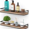 bulk purchase meangood floating shelves wall mounted set of 2, rustic wood wall storage shelves for bedroom,living room,bathroom, kitchen torched wood trade price