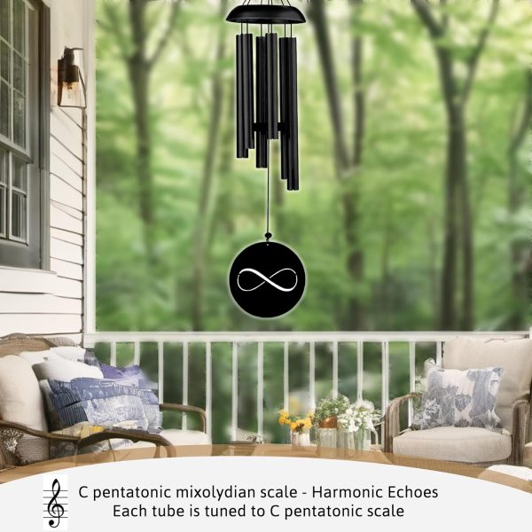 producer to buyer wind chimes for outside, infinity, deep tone soothing melodies wind chime. create zen atmosphere, outdoor garden, porch, patio decoration, mute option. windchimes outdoor for mom gift,women,dad unisex discounted pricing