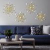 factory direct blulu 4 pcs metal wall art bling crystal home decor cast iron rhinestones sunburst wall decor starburst wall art wall hanging diamond accents home decorative for bedroom living room entryway(gold) volume discount