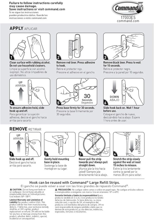 competitive pricing command large utility hooks, holds up to 5 lb, 7 hooks and 12 command strips, damage free hanging wall hooks with adhesive strips, no tools adhesive hooks for hanging christmas decorations one-stop wholesale