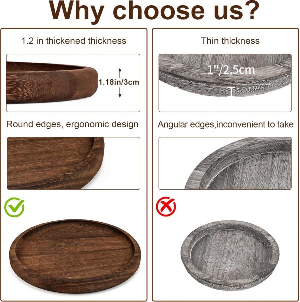 wholesale direct yangbaga 11.8in wooden decorative serving tray coffee table tray rustic round,easter tray ottoman centerpiece candle holder trays ，farmhouse tray for kitchen countertop& home decor &coffee table bulk purchase at factory prices