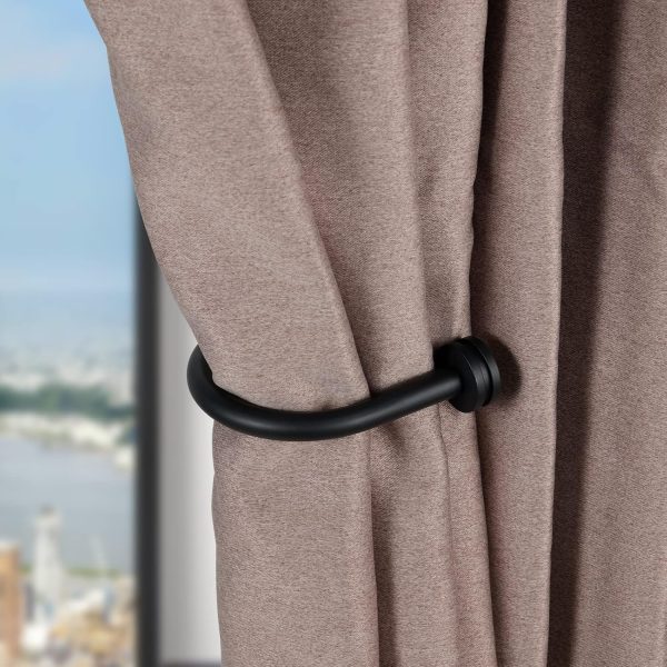 bulk purchase curtain holders, 2 pack matte black decorative curtain holdbacks for wall curtain drapery factory discount