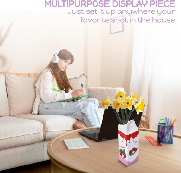 oem/odm services meant2tobe | milk carton vase - juice box planter design flower vase - cool lemon fruit home vase - a unique and artistic flower vase for small bunches - 2.7lx2.7wx9.75h in - red affordable bulk deals