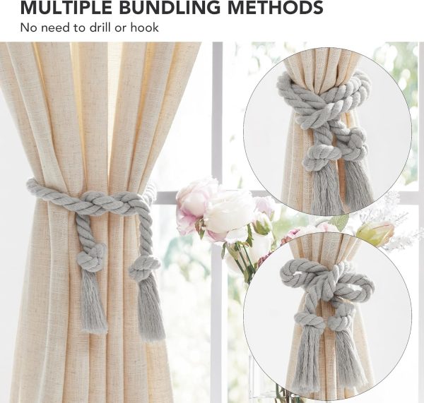 bulk purchase deconovo curtain tiebacks cotton rope for curtain drapes for home outdoor decor, decorative elegant curtain holdbacks, 2 pcs, grey factory discount