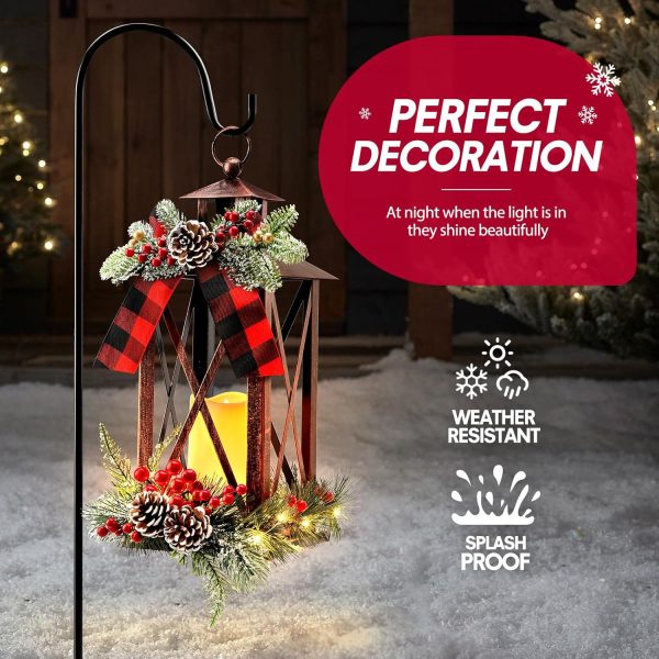custom wholesale hatisan metal christmas lanterns vintage candle lanterns with led and ribbon hanging christmas decor lantern for indoor outdoor porch patio party gift (bronze) oem/odm services
