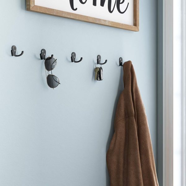 competitive pricing franklin brass (5-pack) double wall hooks 2-prong coat/hat matte black hooks for hanging wall mount hanger clothes, purse, bag, towel organization decorative wall hooks b59104m-fb-c one-stop wholesale