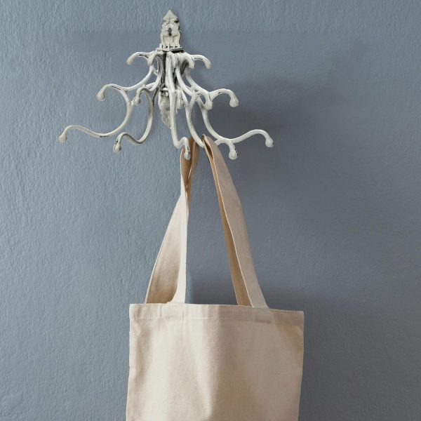 competitive pricing creative co-op antique decorative cast iron multi hook wall hanger with 15 hooks, distressed white one-stop wholesale