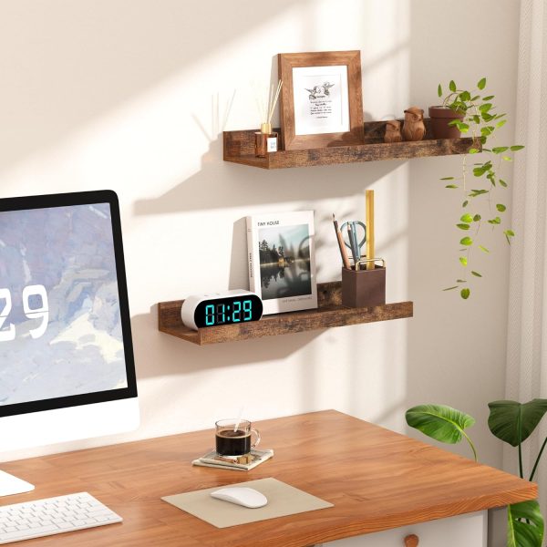 bulk purchase upsimples floating shelves for wall, wall shelves for decor storage set of 6, wall mounted wood shelves for bedroom, living room, bathroom, kitchen, picture ledge shelves, brown trade price