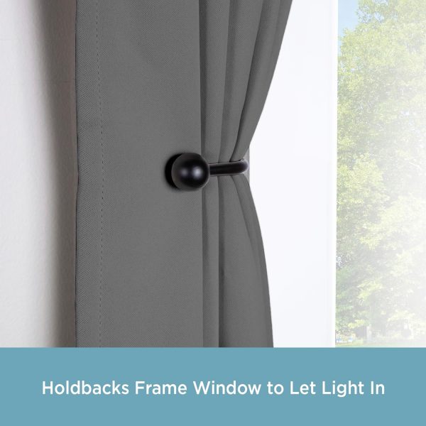bulk purchase kenney ball end window curtain holdback pair, black factory discount