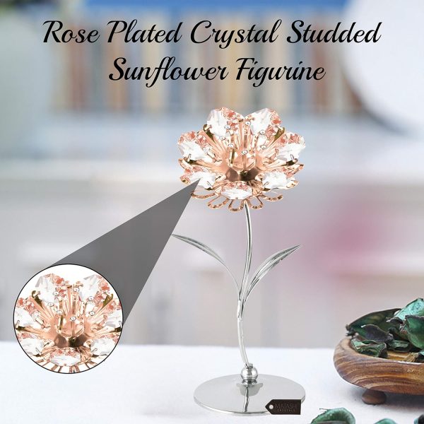 dropship from factory matashi crystal sunflower figurine, rose gold plated crystal figurines table centerpiece – decorative crystal flower figurines perfect for home decor or special occasions mass production supply
