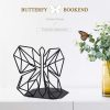 supplier direct alsonerbay bookends geometric decorative metal book stoppers abstract creative book supports, book holders for shelves, butterfly book ends for office 1 pair (black) wholesale prices