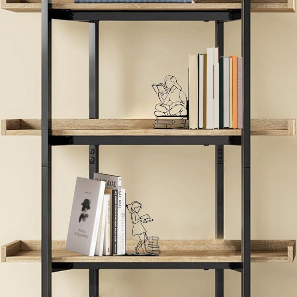 supplier direct ecqizer bookends decorative book ends decorative reading decor reading book end bookshelf decor for bedroom library office school book display desktop organizer gift for book lovers, black wholesale prices