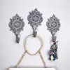 competitive pricing ambipolar indian leaf hook antique decorative vintage style heavy duty wall coat hooks pack of 3 .(matt grey) one-stop wholesale
